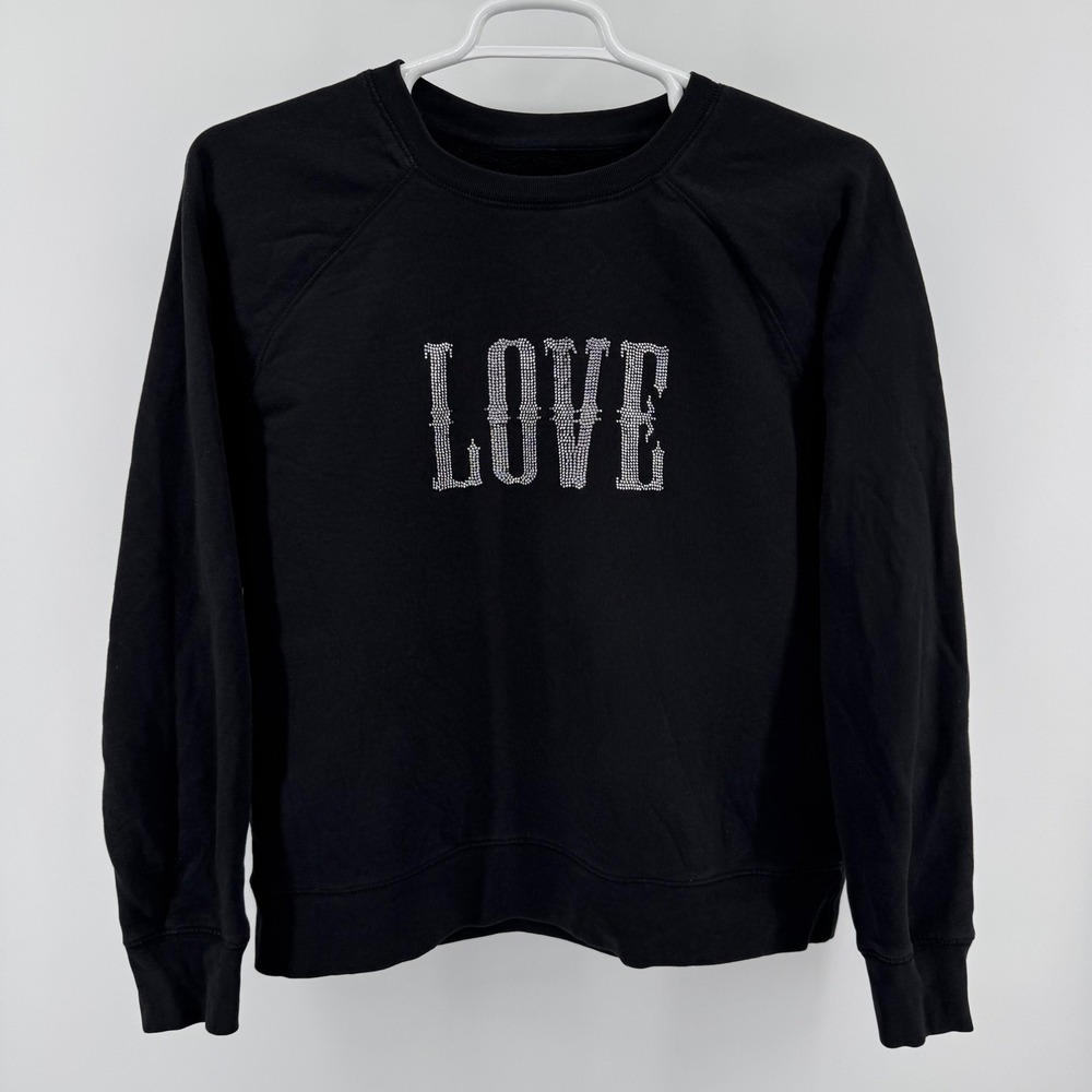 Zadig & Voltaire LOVE Sweatshirt Womens L Black Upper Western Strass Rhinestone